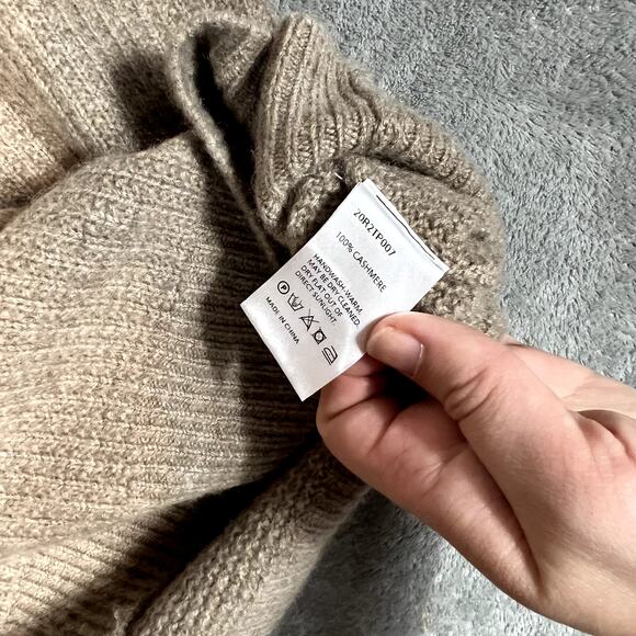 Nap 100% Cashmere Sweater Hoodie Women's M Brown Pullover Long Sleeve Comfy - Picture 10 of 10